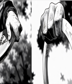 Forehand grip close-up: two fingers inside rim, thumb on top, neutral wrist